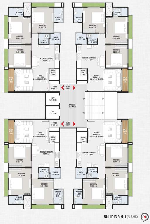  concord towers H & I Typical Cluster Plan