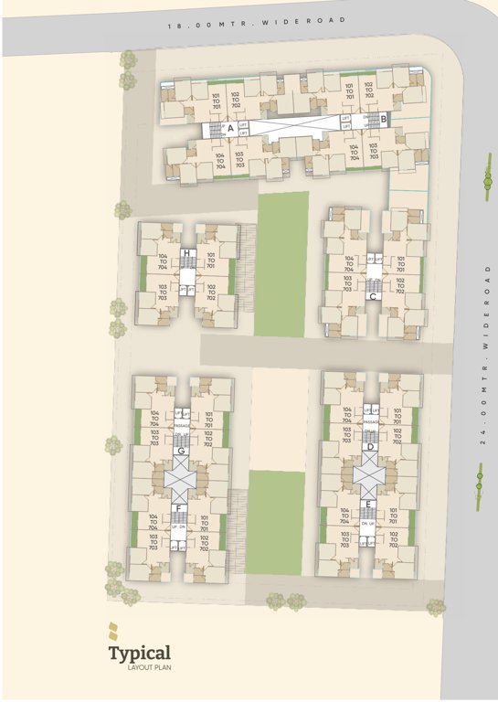 al makkah heights Block A,B,C,D,E,F,G,H Cluster Plan For Typical Floor Plan