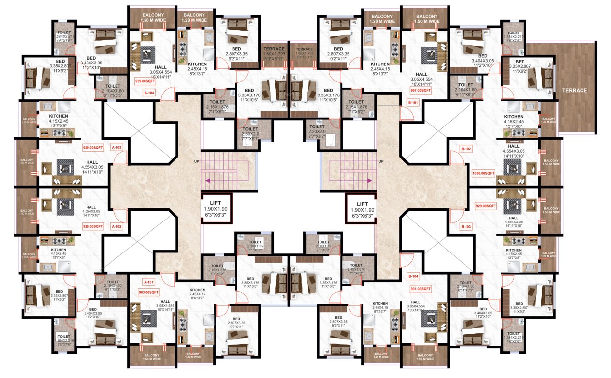  yamuna heights Cluster Plan Block A And B For 1st Floor