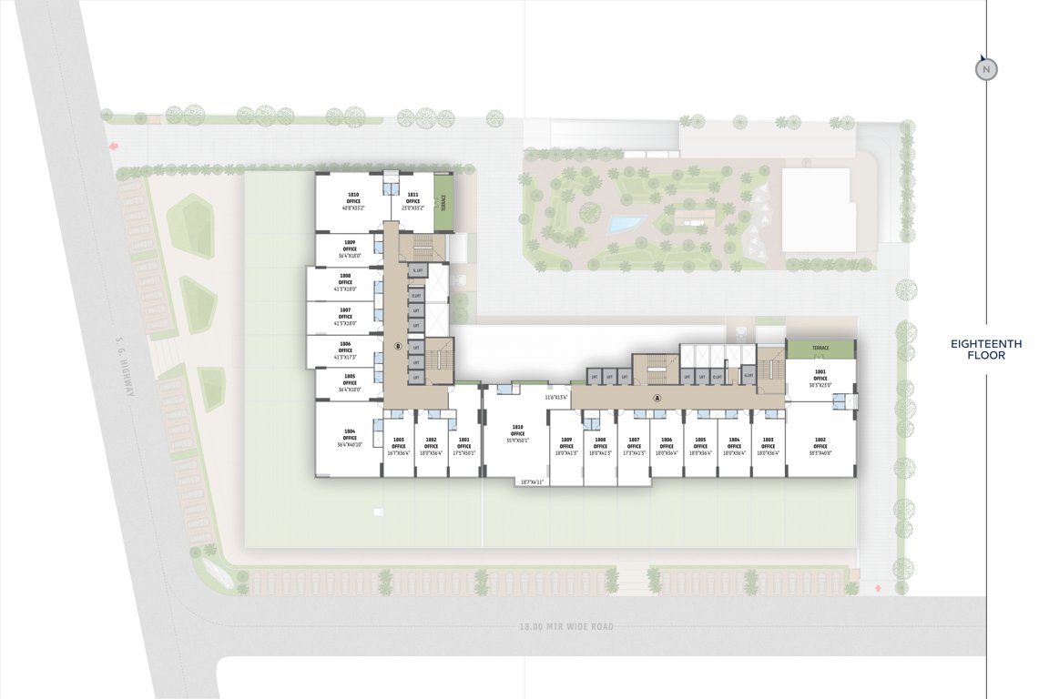  trade centre A + B Cluster Plan For 18th Floor