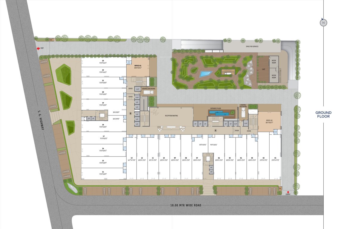  trade centre A + B Cluster Plan For Ground Floor