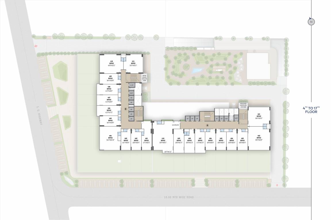  trade centre A + B Cluster Plan From 4th To 17th Floor