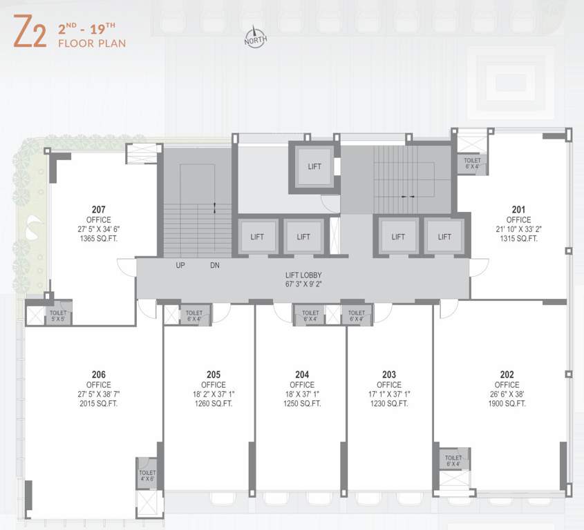  z2 A Cluster Plan From 2nd To 19th Floor