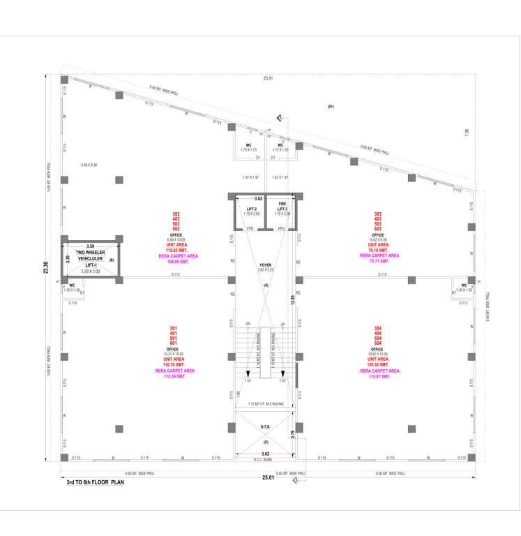  square A Cluster Plan From 3rd To 6th Floor