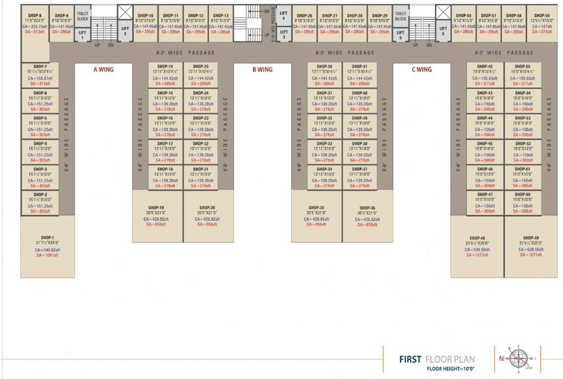  sai ashish trade centre Shops Cluster Plan For 1st Floor