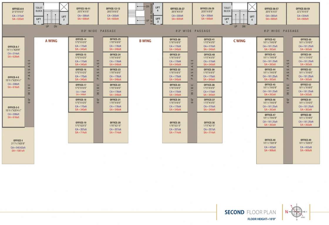  sai ashish trade centre Shops Cluster Plan For 2nd Floor