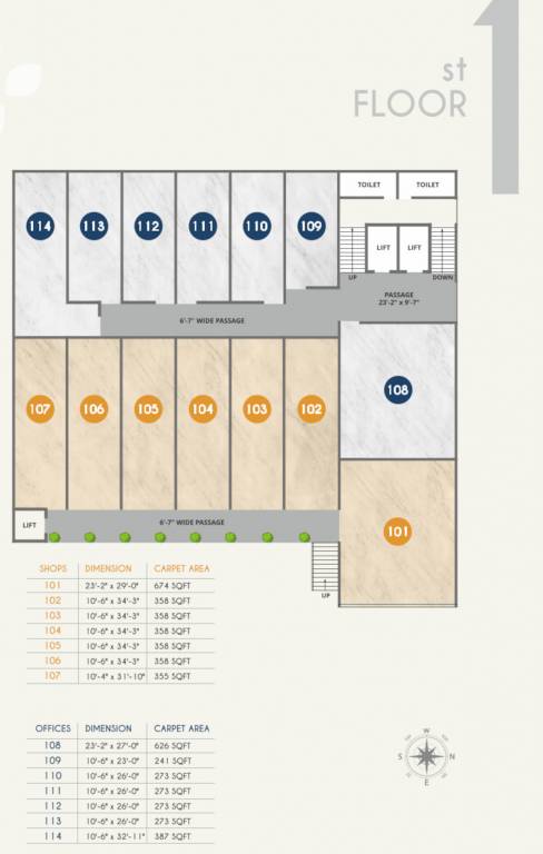  9 to 5 Type A Cluster Plan For 1st Floor