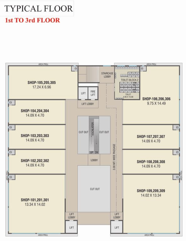  the mall Tower A Cluster Plan From 1st To 3rd Floor