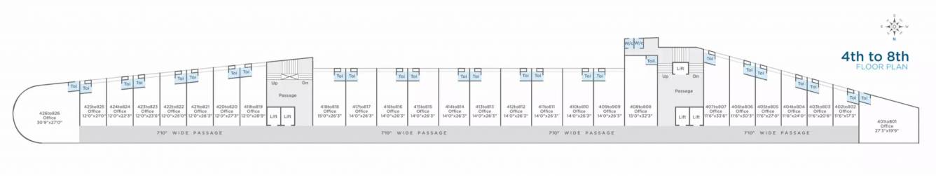 crossroad Tower A Cluster Plan From 4th To 8th Floor