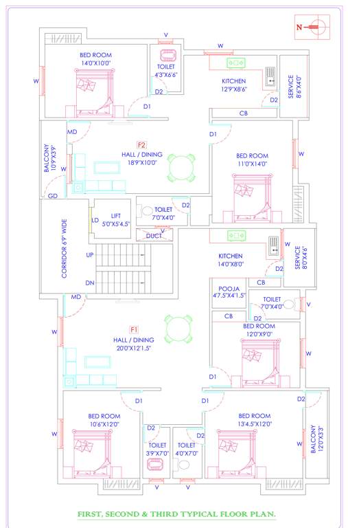  sri sai flats Sri Sai Flats Cluster Plan from 1st to 3rd Floor