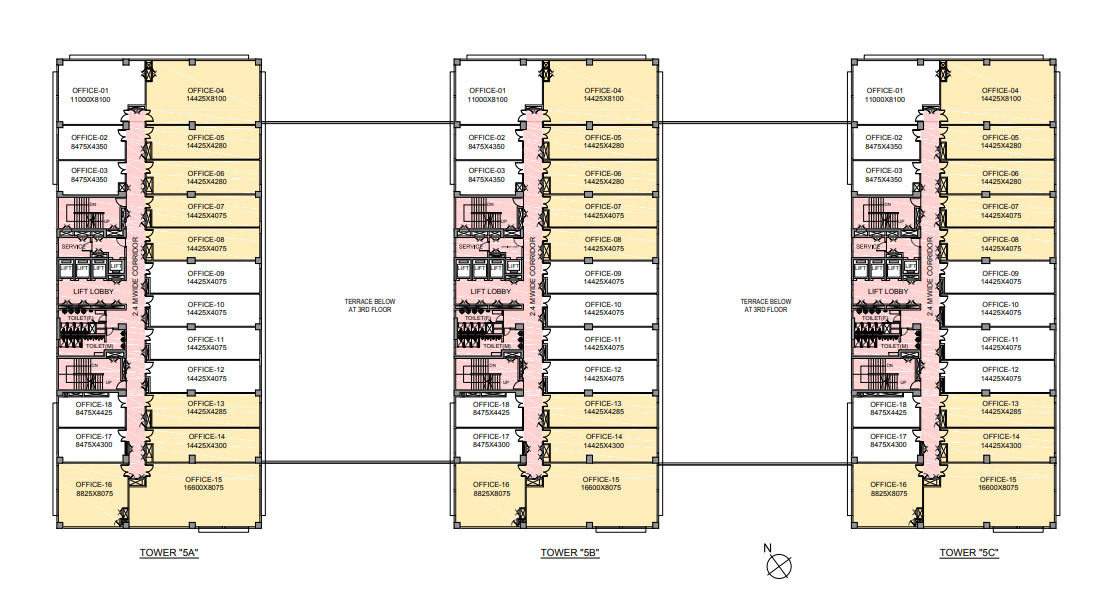  ecospace business towers Tower 5A, Tower 5B, Tower 5C  Cluster Plan for 4th Floor