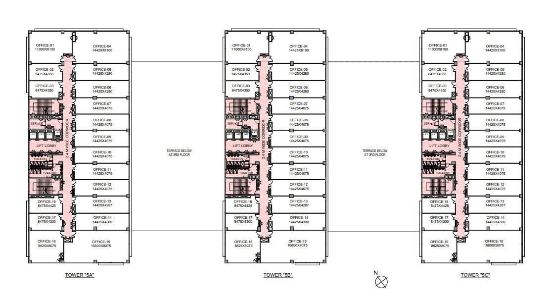  ecospace business towers Tower 5A, Tower 5B, Tower 5C  Cluster Plan for 5th Floor