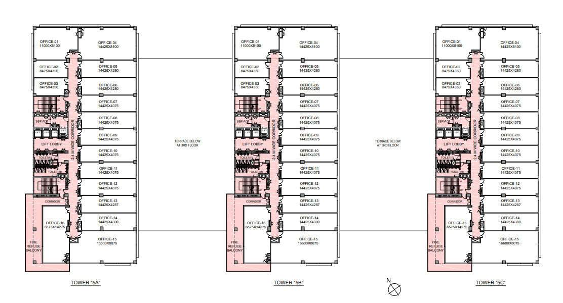  ecospace business towers Tower 5A, Tower 5B, Tower 5C  Cluster Plan for 6th Floor