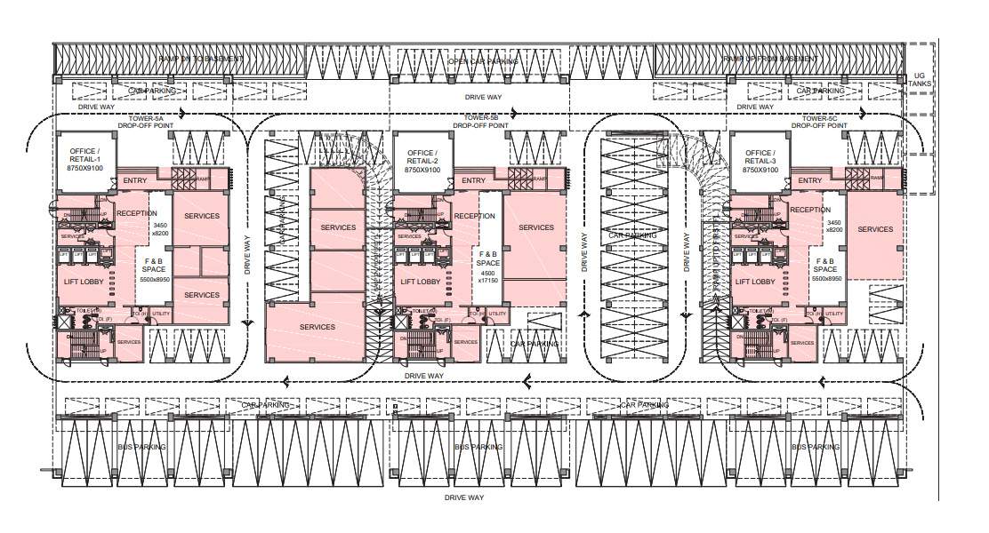 ecospace business towers Tower 5A , Tower 5B, Tower 5C Cluster Plan for ground Floor