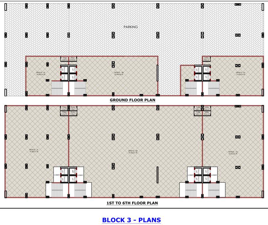 73 east avenue corporate Block 3 Cluster Plan From Ground To 6th Floor