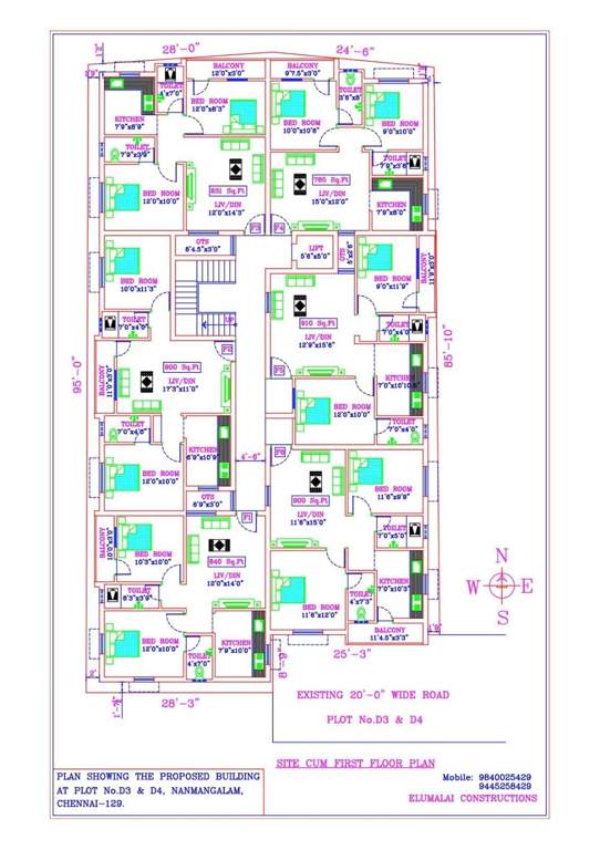  flats Flats Cluster Plan for 1st Floor