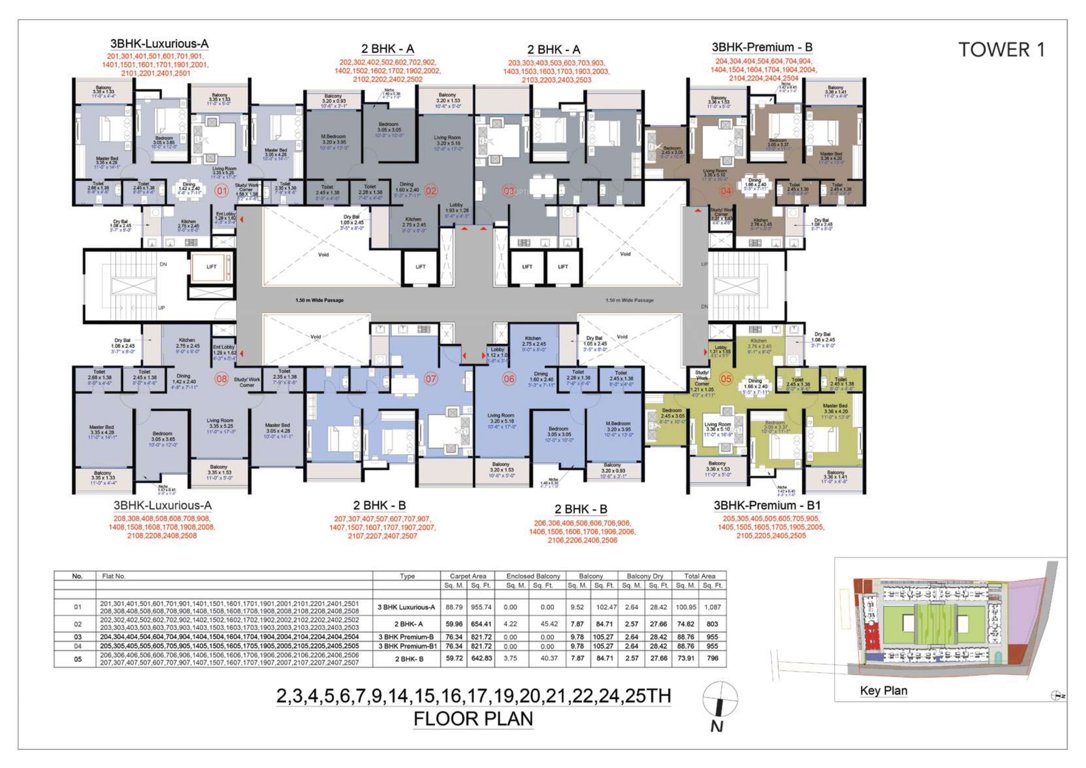 central park phase 1 Tower 1 Cluster Plan From 2nd To 25th Floor Except 1st, 8th, 10th, 11th, 12th, 13th, 18th, 23rd