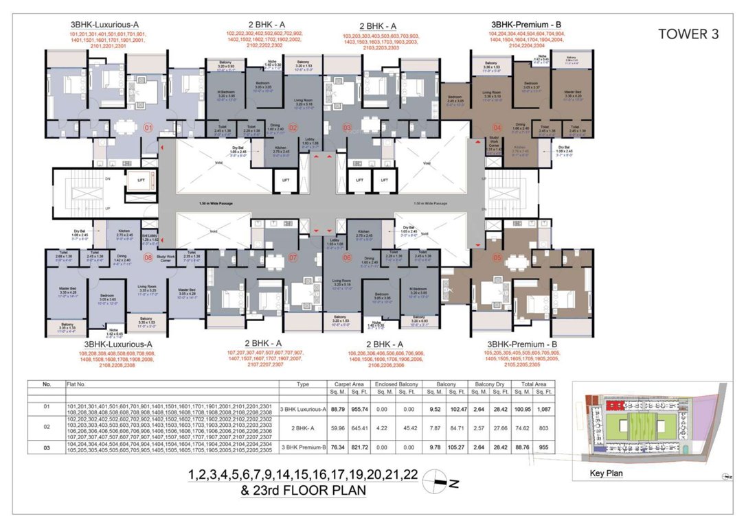 central park phase 1 Tower 3 Cluster Plan From 1st To 23rd Floor Except 8th, 10th, 11th, 12th, 18th, 13th Floor