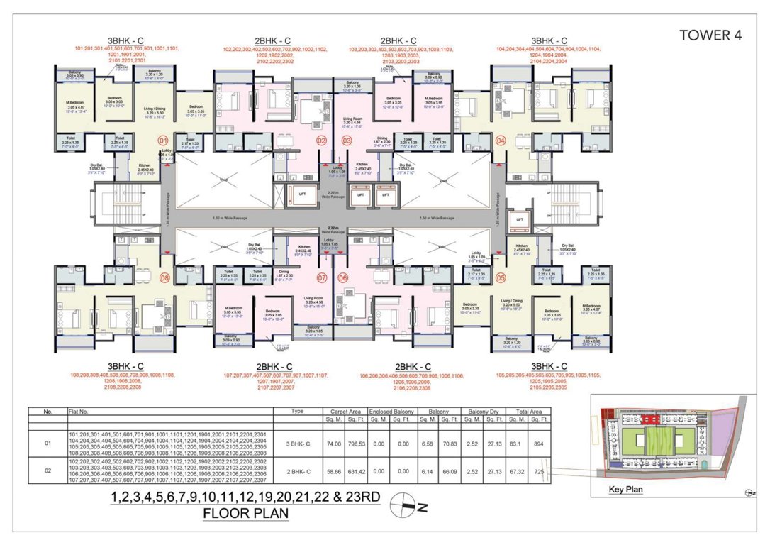 central park phase 1 Tower 4 Cluster Plan From 1st To 23rd Except 8th, 13th, 14th, 15th, 16th, 17th, 18th Floor
