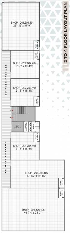 arcade Building 1, Type H & I Cluster Plan From 2nd To 4th Floor