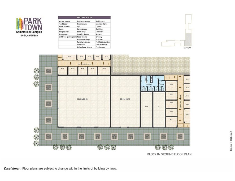 park town commercial complex phase 1 block b Block B Cluster Plan for ground Floor