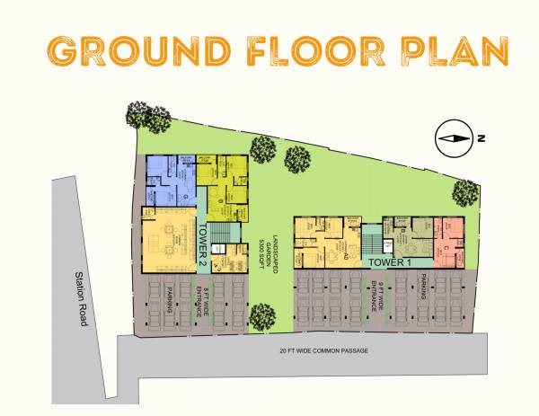  prantik Tower 1 Ground Floor Cluster Plan
