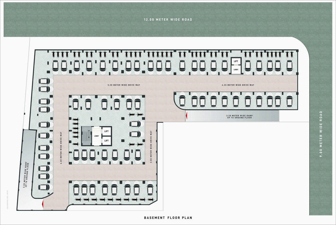  siyaram avenues Wing A & B Cluster Plan for Basement Floor