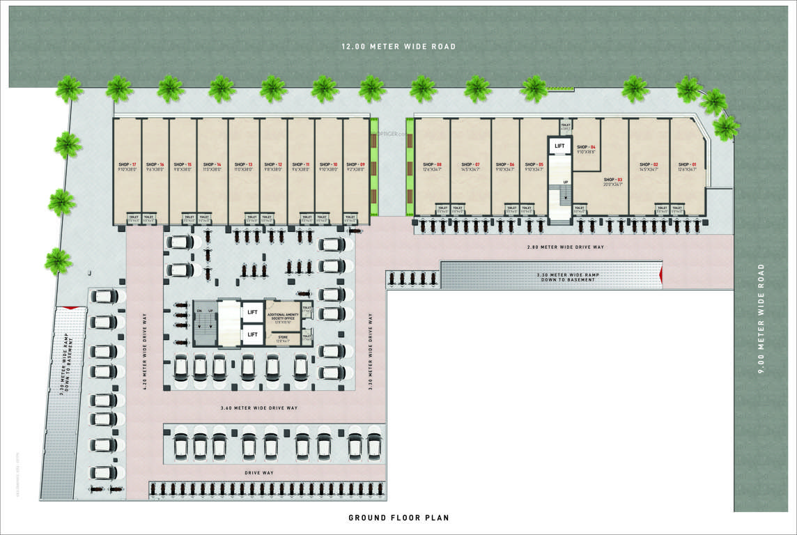  siyaram avenues Wing A & B Cluster Plan for ground Floor