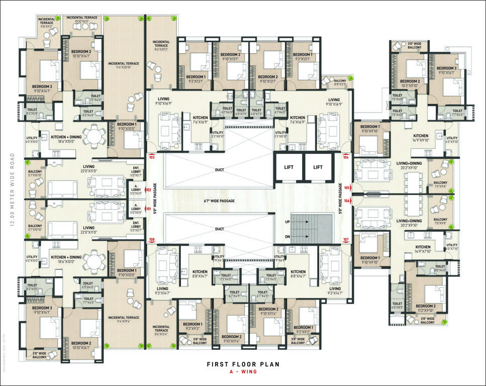  siyaram avenues Wing A Cluster Plan for 1st Floor