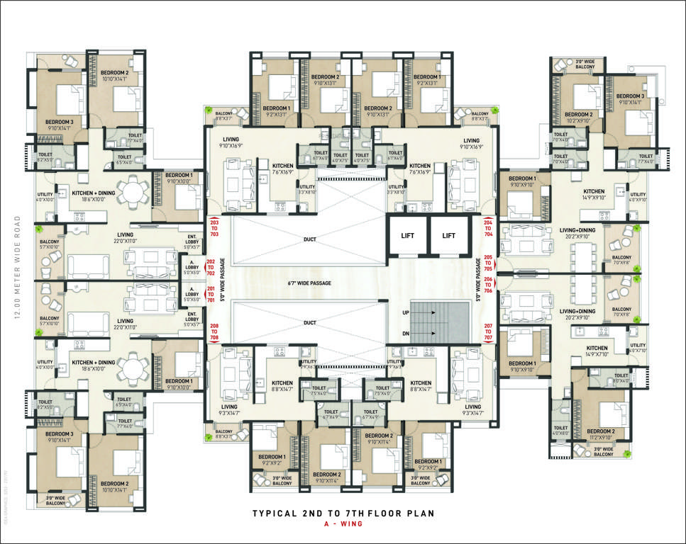  siyaram avenues Wing A Cluster Plan from 2nd to 7th Floor