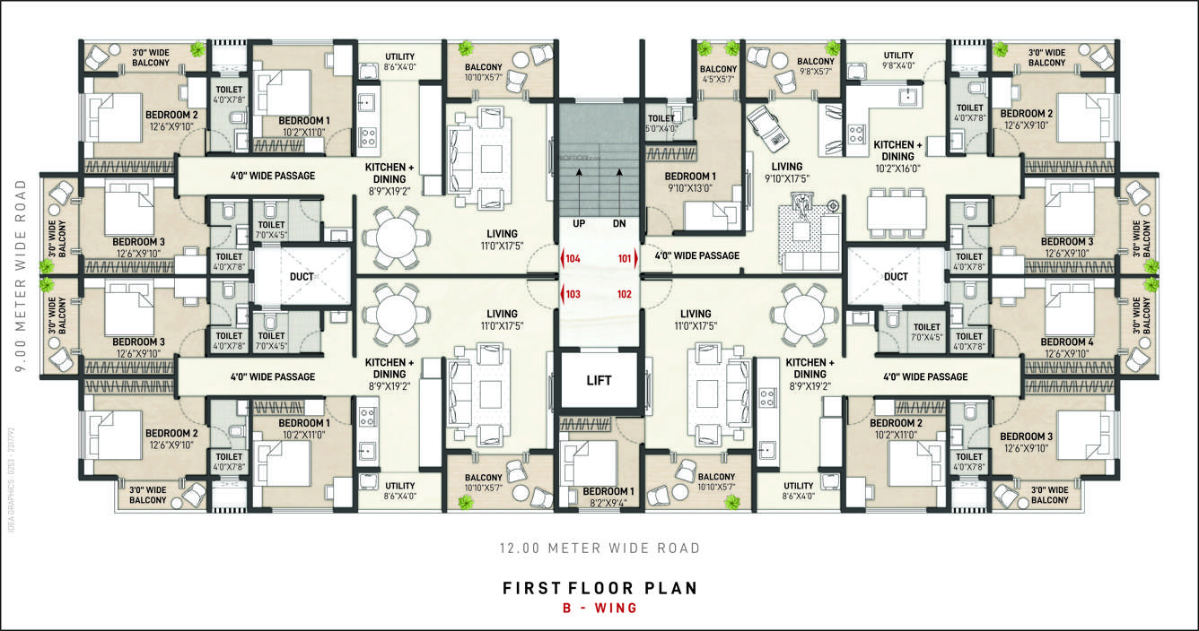  siyaram avenues Wing B Cluster Plan for 1st Floor