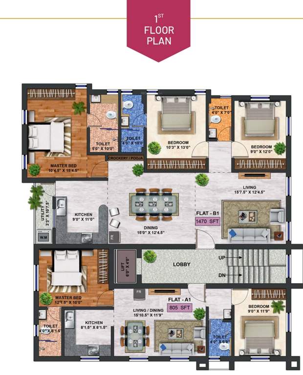  sai gokulam Sai Gokulam Cluster Plan for 1st Floor