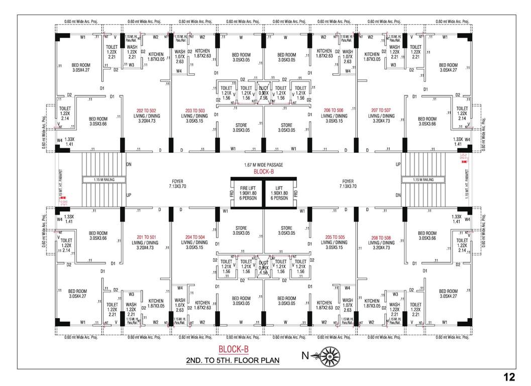  sumeru navkar Block B Cluster Plan from 2nd to 5th Floor
