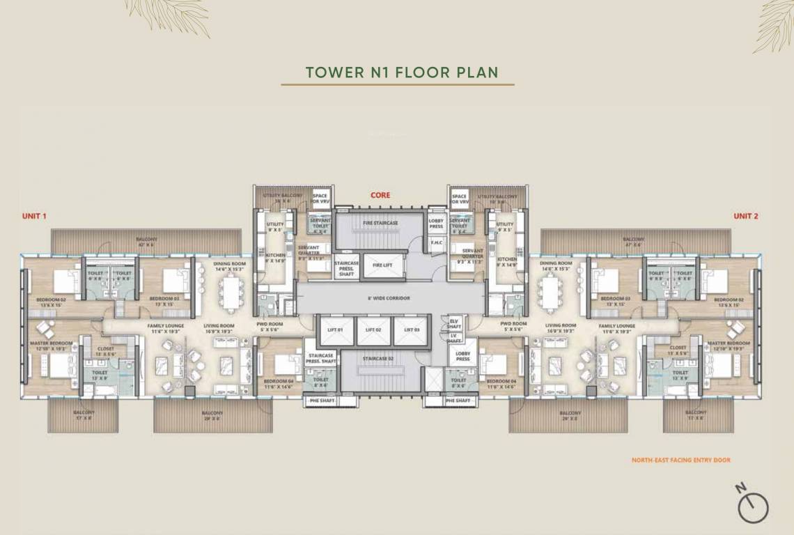  the manor Tower 1 Typical Floor Cluster Plan