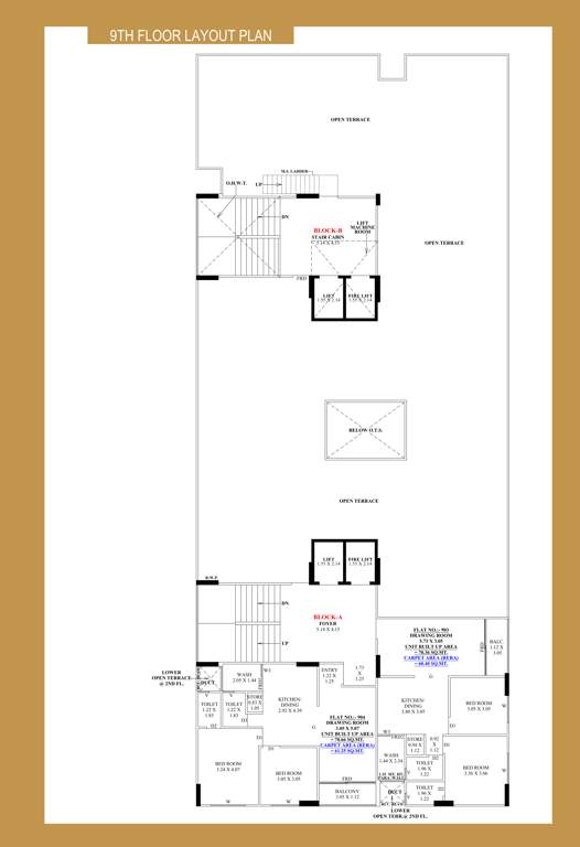  shubham lake view Block A And B Cluster Plan for 9th Floor