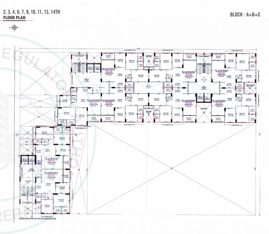  serene heights Block A B And C  Cluster Plan for Typical Floor