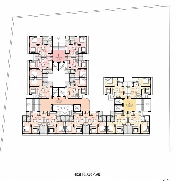  dwarka Block A B And C Cluster Plan for 1st Floor
