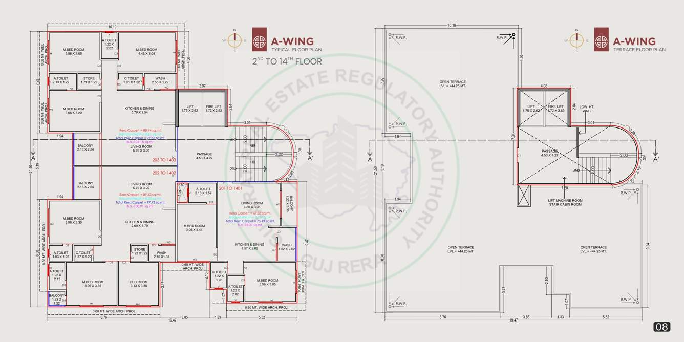  prayosha gold Block A Cluster Plan from 2nd to 14th Floor