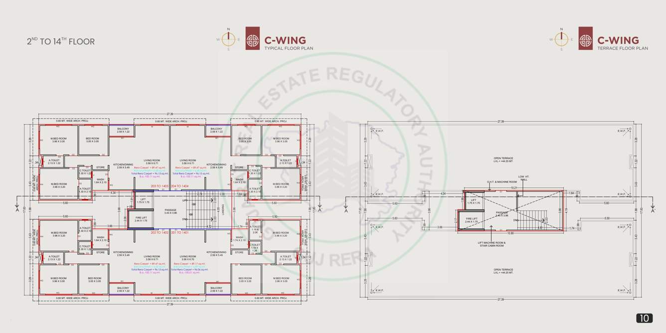  prayosha gold Block C Cluster Plan from 2nd to 14th Floor