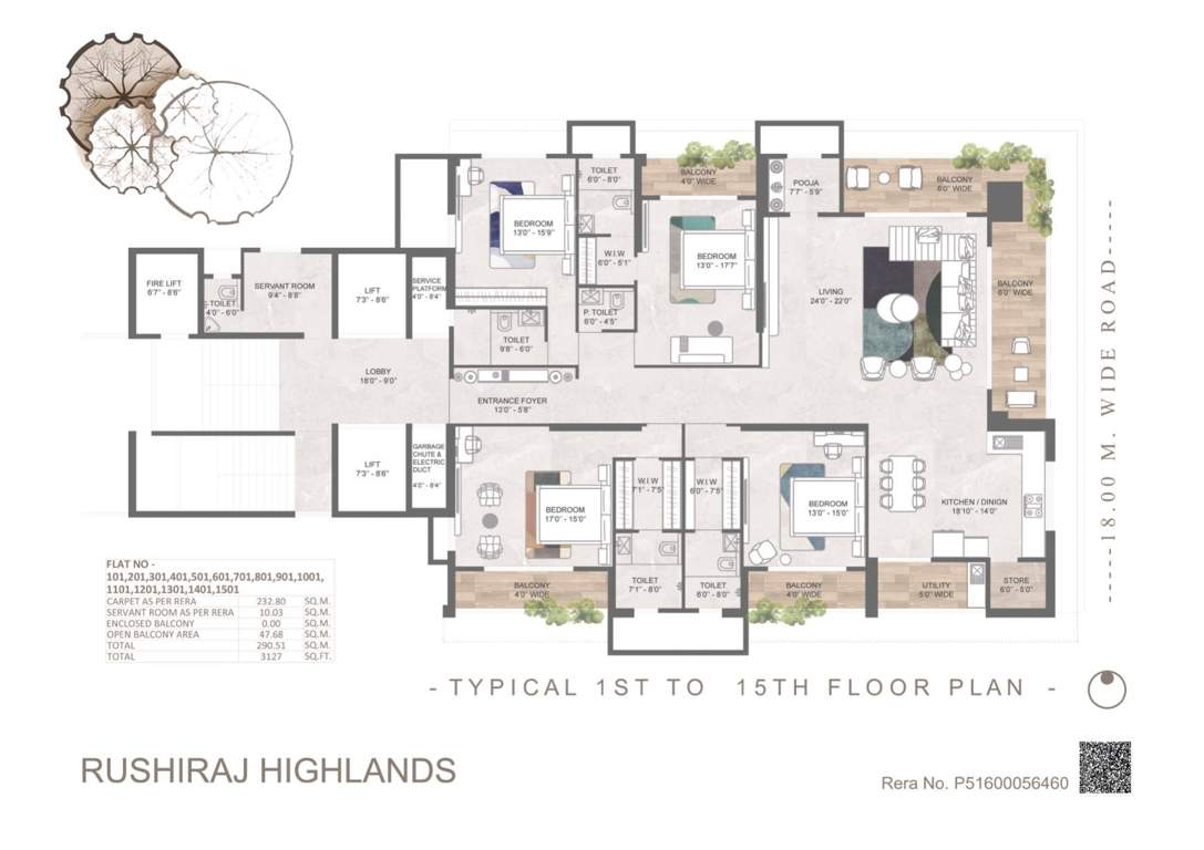  rushiraj highlands Rushiraj Highlands Apartment Cluster Plan from 1st to 15th Floor