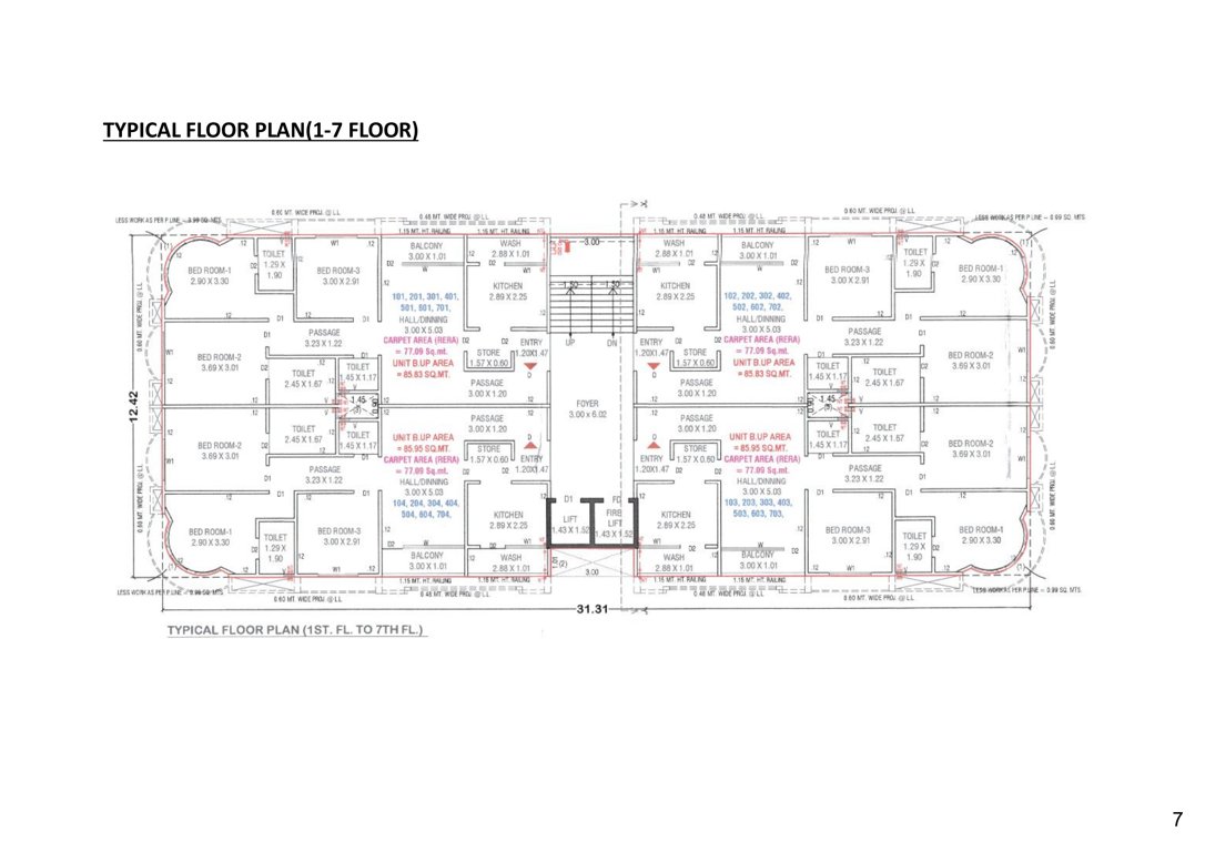  34 34 Cluster Plan from 1st to 7th Floor