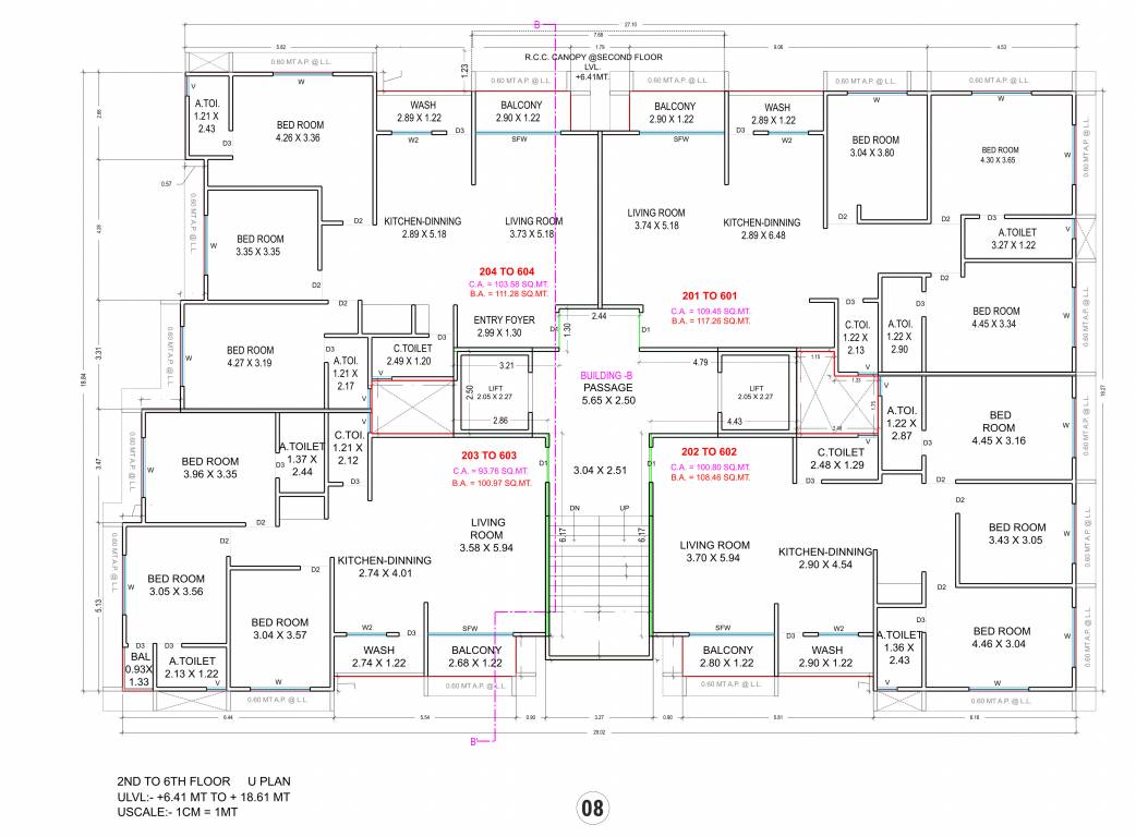 prithvi homes Block B Cluster Plan from 2nd to 6th Floor