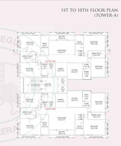  kishan-antilia Block A Cluster Plan from 1st to 10th Floor
