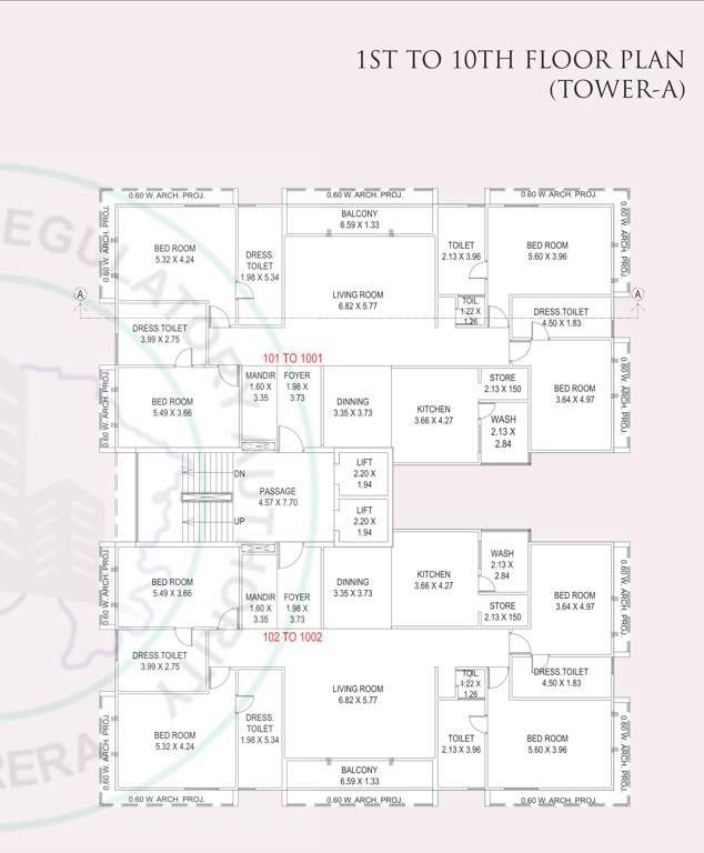  kishan antilia Block A Cluster Plan from 1st to 10th Floor