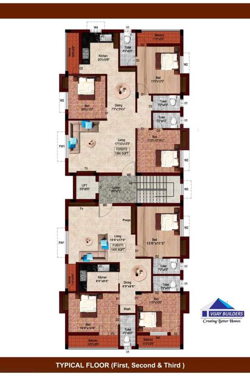 sri sai enclave Sri Sai Enclave Cluster Plan from 1st to 3rd Floor