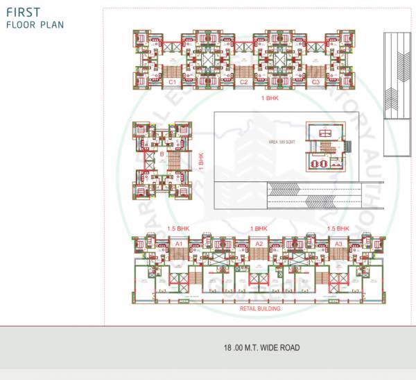  samanvay A1, A2, A3, B, C1, C2, C3  Cluster Plan For 1st Floor