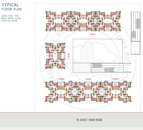 samanvay A1, A2, A3, B, C1, C2, C3  Cluster Plan For 4th, 5th, 7th, 8th, 10th, 11th, 12th, 14th Floor