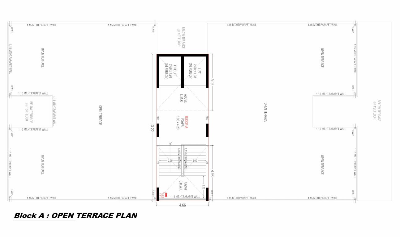  sahjanand shikhar Block A Terrace Floor Cluster Plan