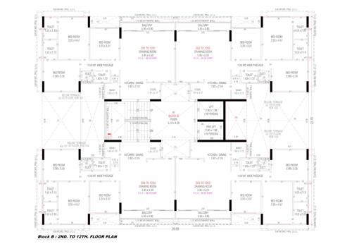  sahjanand-shikhar Block B Cluster Plan from 2nd to 12th Floor