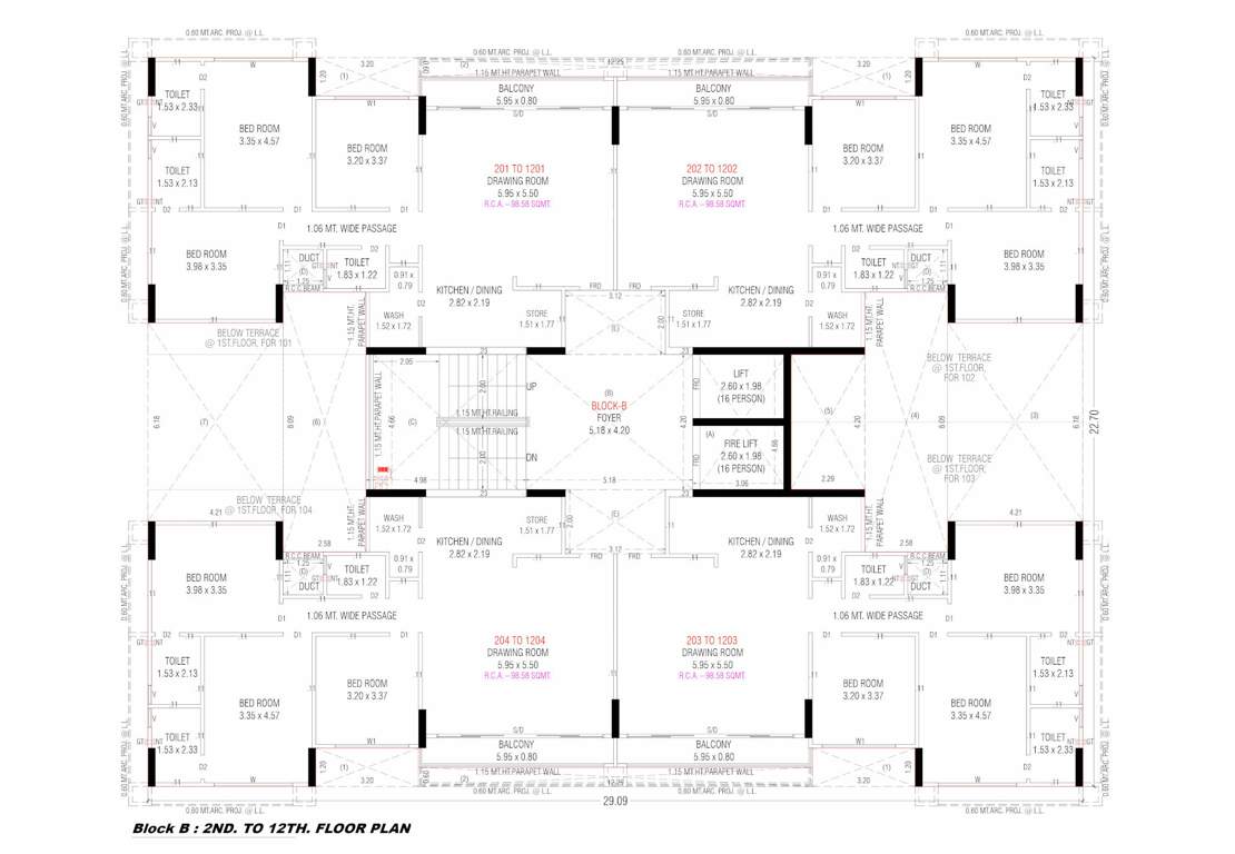  sahjanand shikhar Block B Cluster Plan from 2nd to 12th Floor